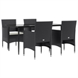 Afuera Living Contemporary Synthetic Poly Rattan Garden Dining Set in Black