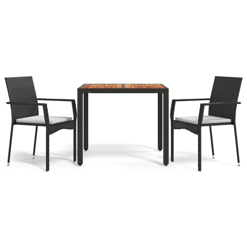 Afuera Living Contemporary Synthetic Poly Rattan Garden Dining Set in Black
