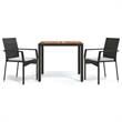 Afuera Living Contemporary Synthetic Poly Rattan Garden Dining Set in Black