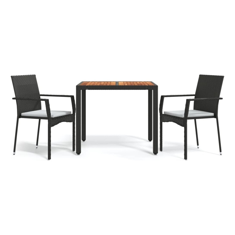 Afuera Living Contemporary Synthetic Poly Rattan Garden Dining Set in Black
