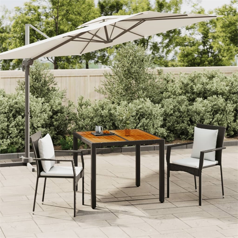 Afuera Living Contemporary Synthetic Poly Rattan Garden Dining Set in Black