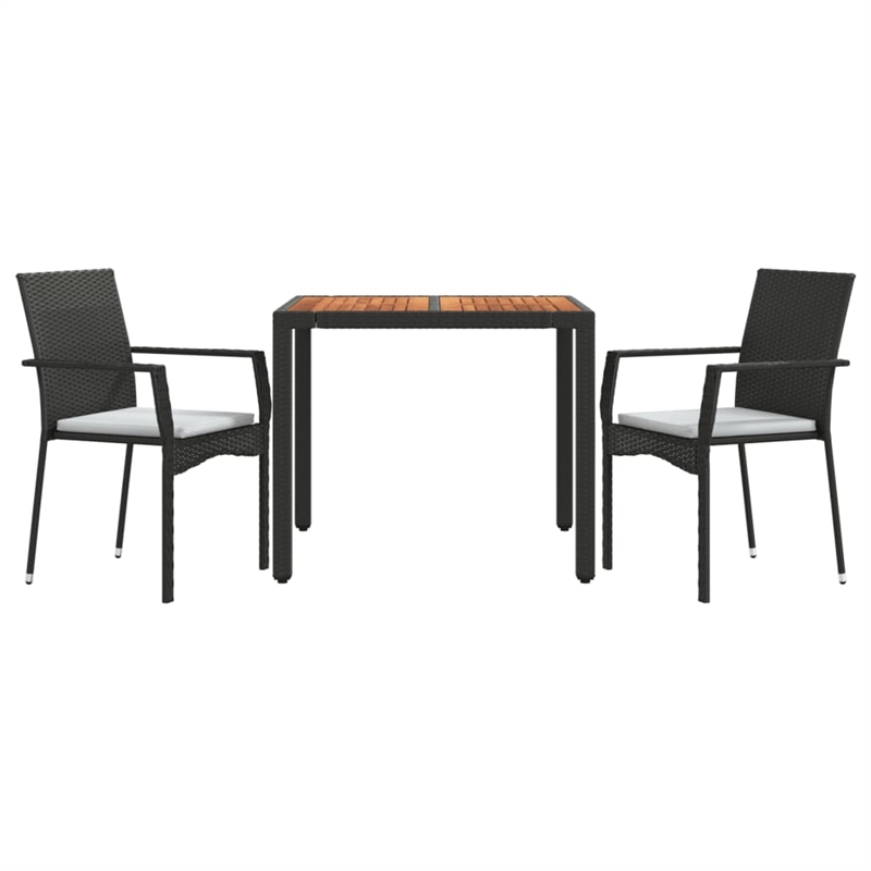 Afuera Living Contemporary Synthetic Poly Rattan Garden Dining Set in Black
