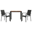 Afuera Living Contemporary Synthetic Poly Rattan Garden Dining Set in Black