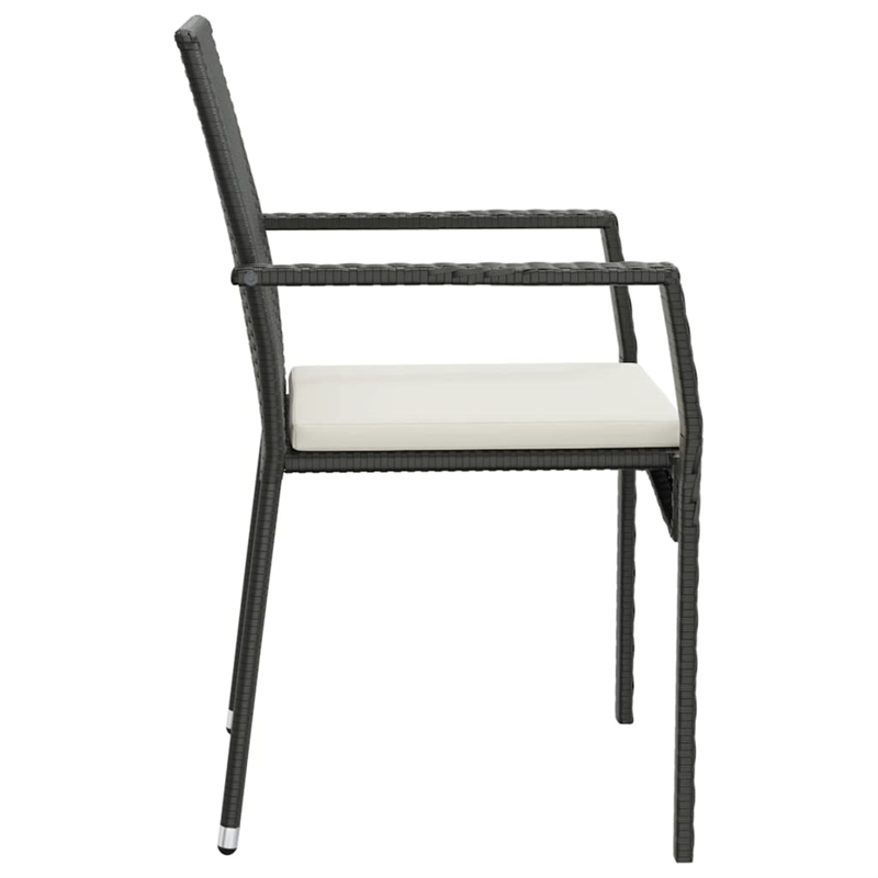 Afuera Living Contemporary Synthetic Poly Rattan Garden Dining Set in Black