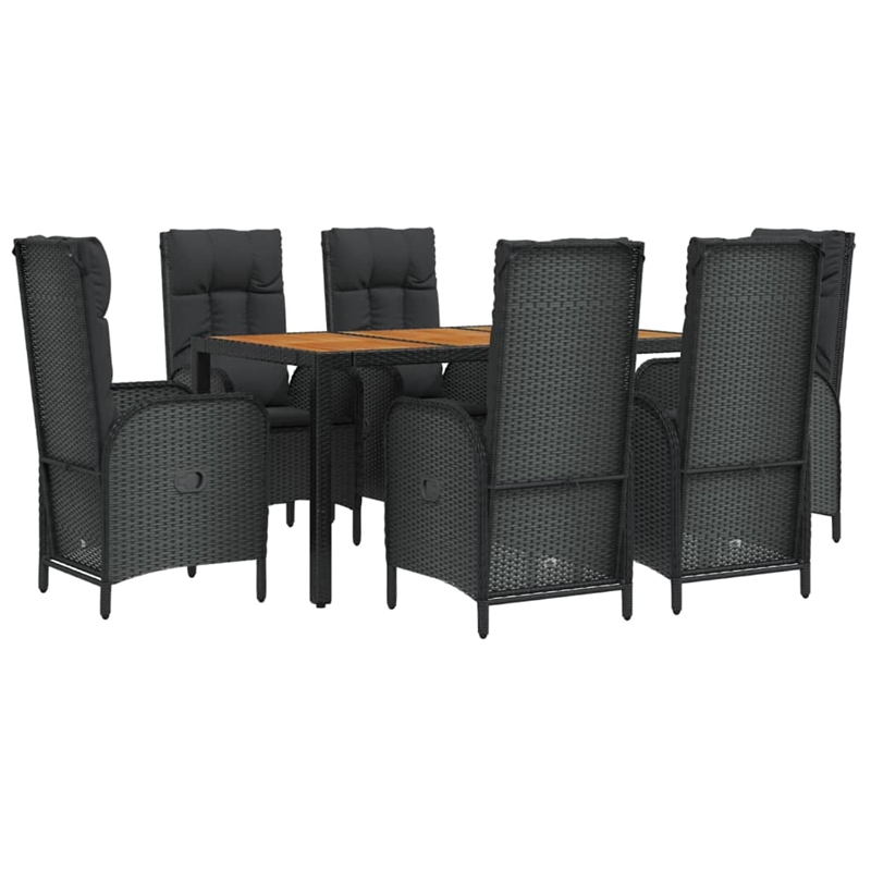 Afuera Living Contemporary Synthetic Poly Rattan Garden Dining Set in Black