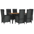 Afuera Living Contemporary Synthetic Poly Rattan Garden Dining Set in Black