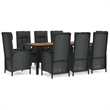 Afuera Living Contemporary Synthetic Poly Rattan Garden Dining Set in Black