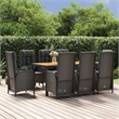 Afuera Living Contemporary Synthetic Poly Rattan Garden Dining Set in Black