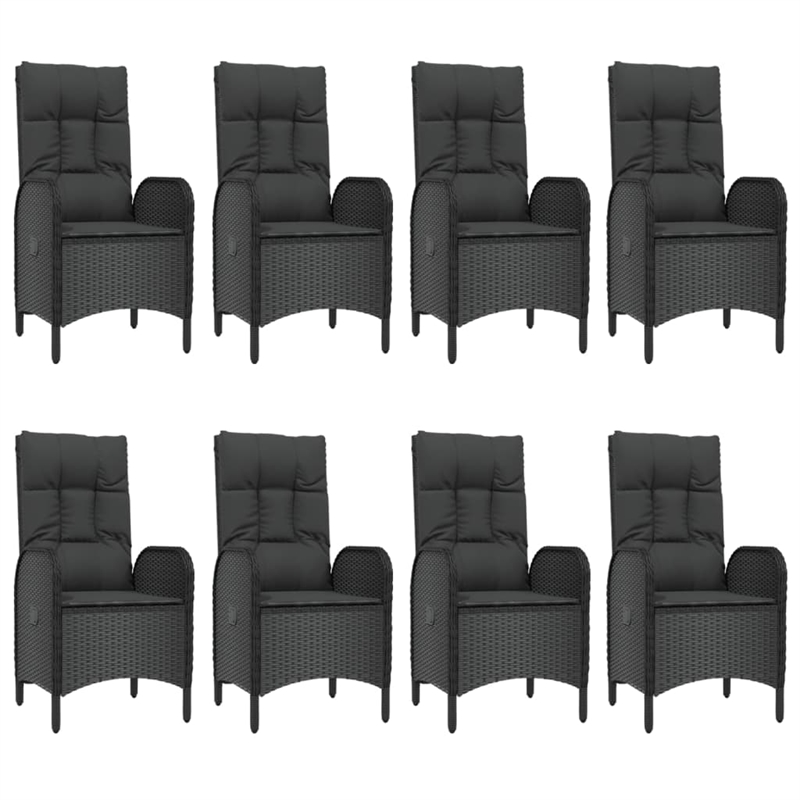 Afuera Living Contemporary Synthetic Poly Rattan Garden Dining Set in Black