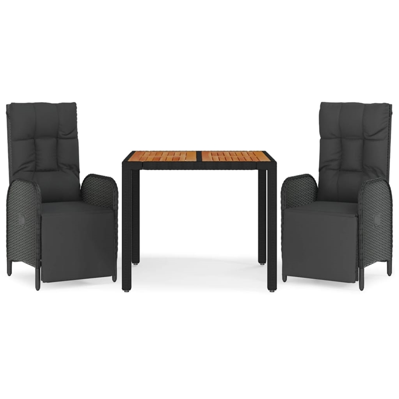 Afuera Living Contemporary Synthetic Poly Rattan Garden Dining Set in Black