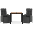 Afuera Living Contemporary Synthetic Poly Rattan Garden Dining Set in Black