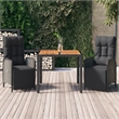 Afuera Living Contemporary Synthetic Poly Rattan Garden Dining Set in Black