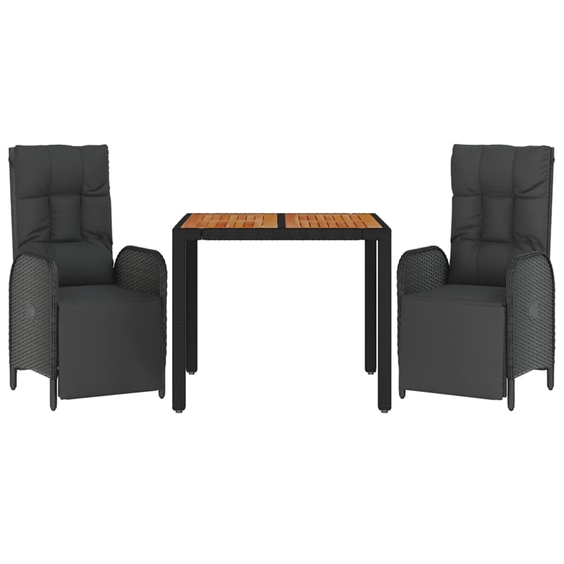 Afuera Living Contemporary Synthetic Poly Rattan Garden Dining Set in Black