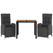 Afuera Living Contemporary Synthetic Poly Rattan Garden Dining Set in Black