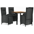 Afuera Living Contemporary Synthetic Poly Rattan Garden Dining Set in Black