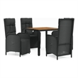 Afuera Living Contemporary Synthetic Poly Rattan Garden Dining Set in Black