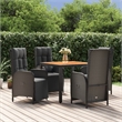 Afuera Living Contemporary Synthetic Poly Rattan Garden Dining Set in Black