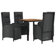 Afuera Living Contemporary Synthetic Poly Rattan Garden Dining Set in Black