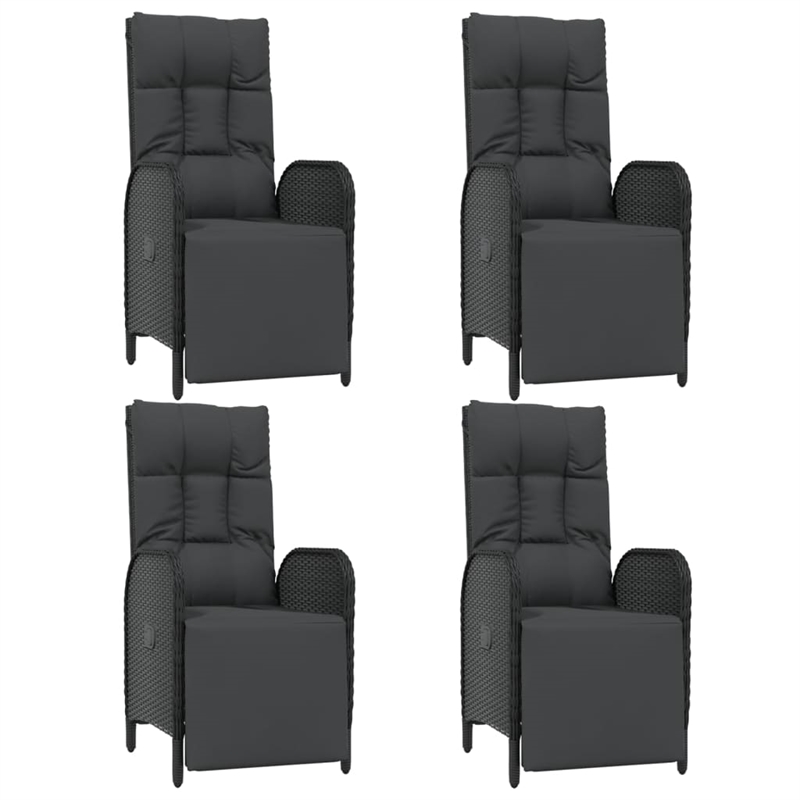 Afuera Living Contemporary Synthetic Poly Rattan Garden Dining Set in Black