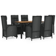 Afuera Living Contemporary Synthetic Poly Rattan Garden Dining Set in Black