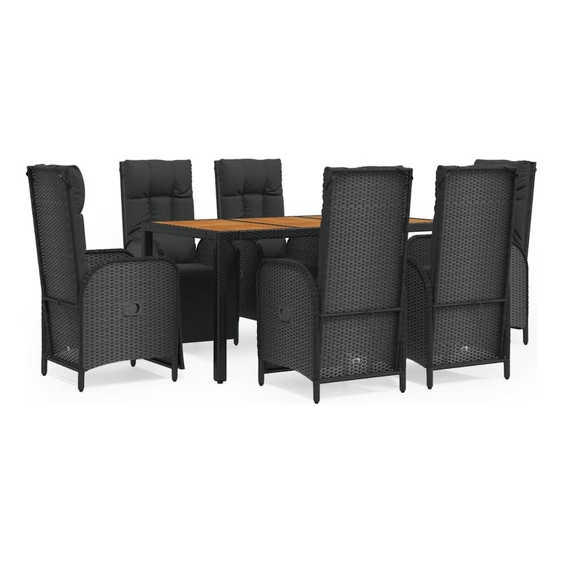 Afuera Living Contemporary Synthetic Poly Rattan Garden Dining Set in Black