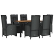 Afuera Living Contemporary Synthetic Poly Rattan Garden Dining Set in Black
