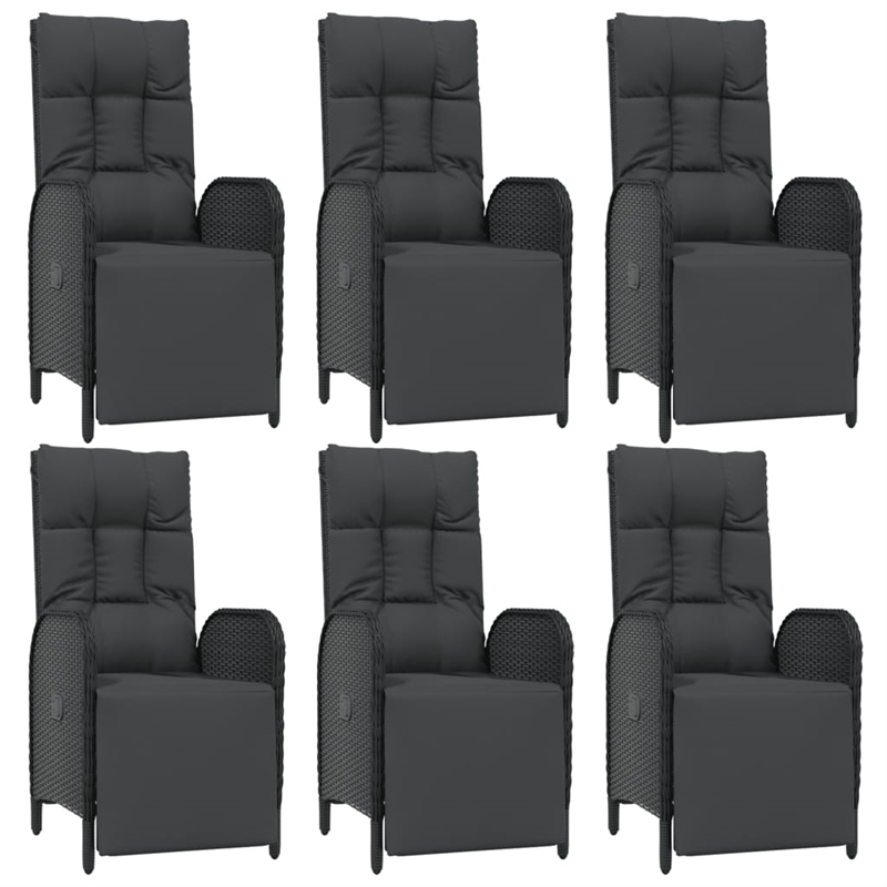 Afuera Living Contemporary Synthetic Poly Rattan Garden Dining Set in Black