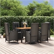 Afuera Living Contemporary Synthetic Poly Rattan Garden Dining Set in Black