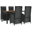 Afuera Living Contemporary Synthetic Poly Rattan Garden Dining Set in Black