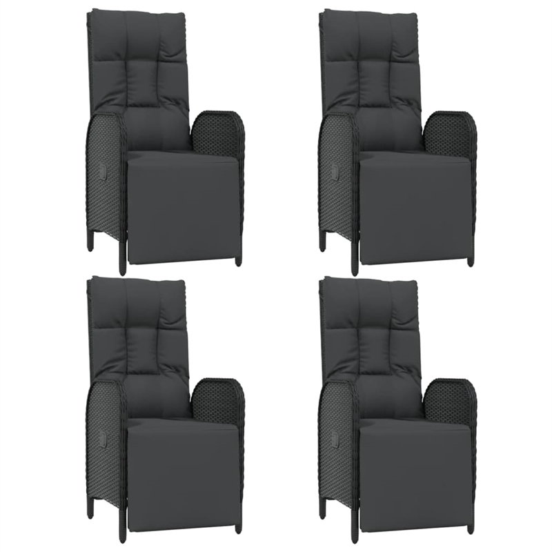 Afuera Living Contemporary Synthetic Poly Rattan Garden Dining Set in Black