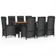 Afuera Living Contemporary Synthetic Poly Rattan Garden Dining Set in Black