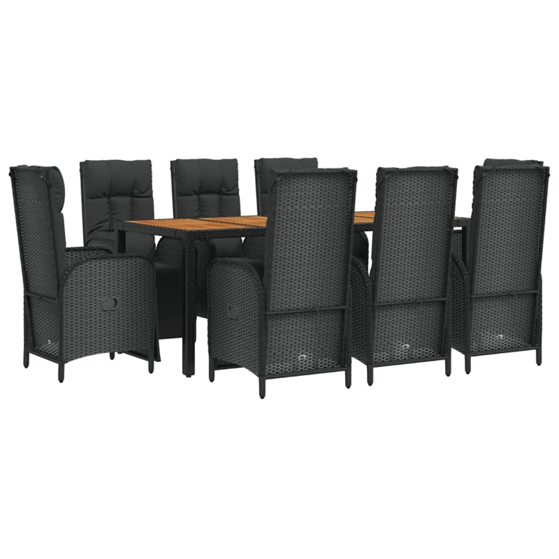 Afuera Living Contemporary Synthetic Poly Rattan Garden Dining Set in Black