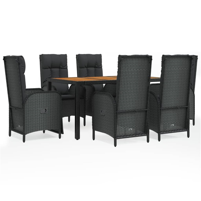 Afuera Living Contemporary Synthetic Poly Rattan Garden Dining Set in Black