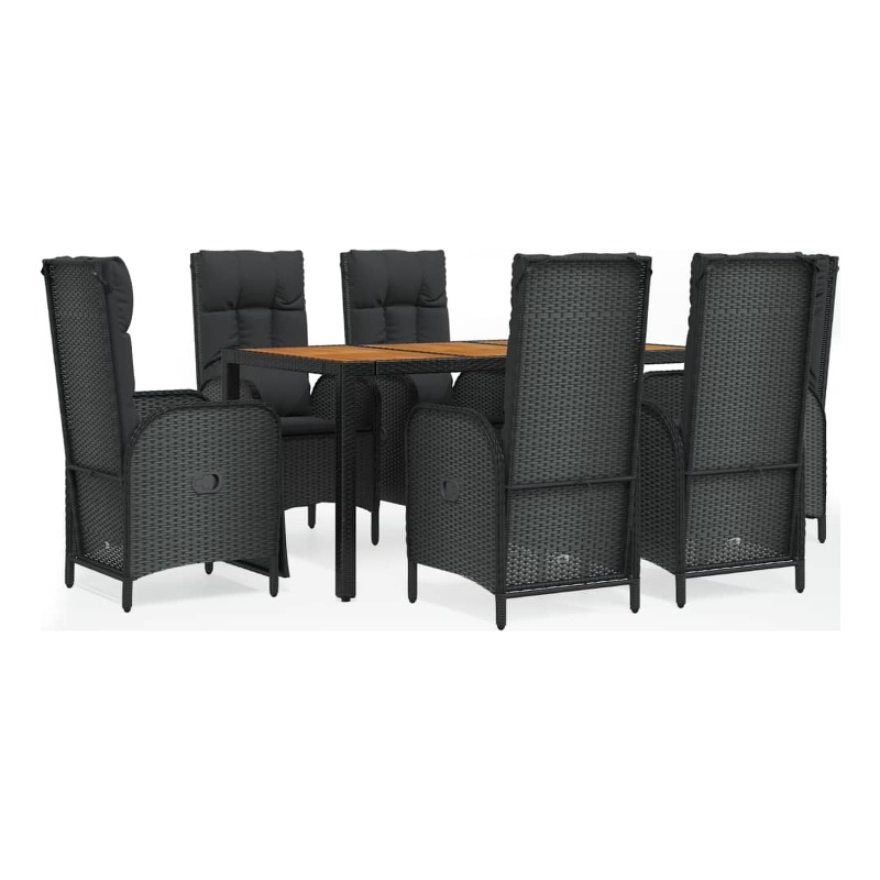 Afuera Living Contemporary Synthetic Poly Rattan Garden Dining Set in Black