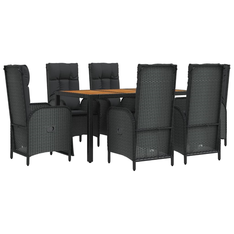 Afuera Living Contemporary Synthetic Poly Rattan Garden Dining Set in Black