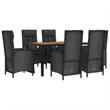 Afuera Living Contemporary Synthetic Poly Rattan Garden Dining Set in Black
