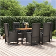 Afuera Living Contemporary Synthetic Poly Rattan Garden Dining Set in Black