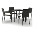 Afuera Living Contemporary Synthetic Poly Rattan Garden Dining Set in Black