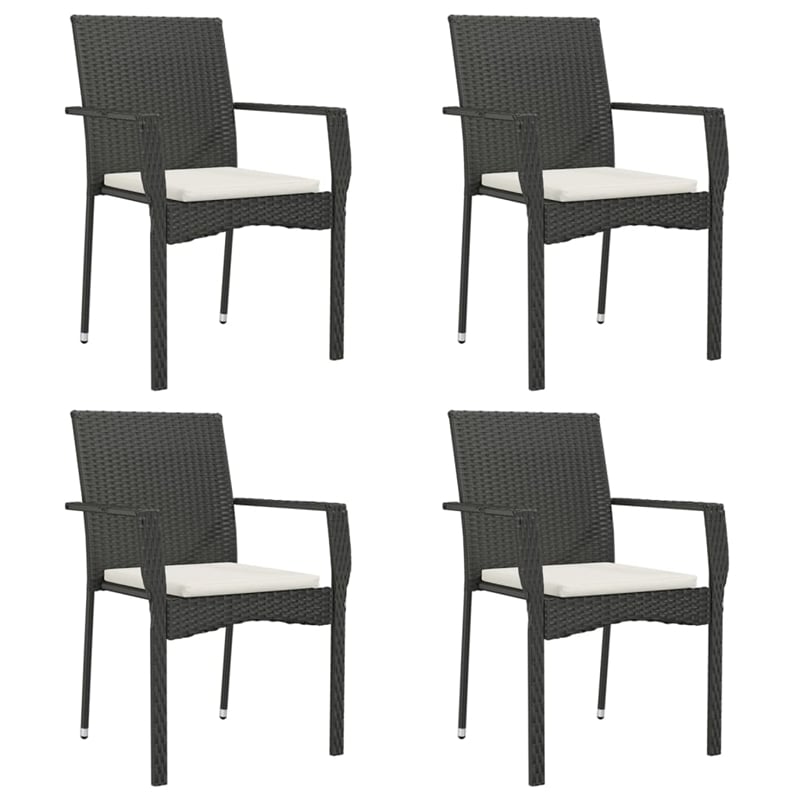 Afuera Living Contemporary Synthetic Poly Rattan Garden Dining Set in Black