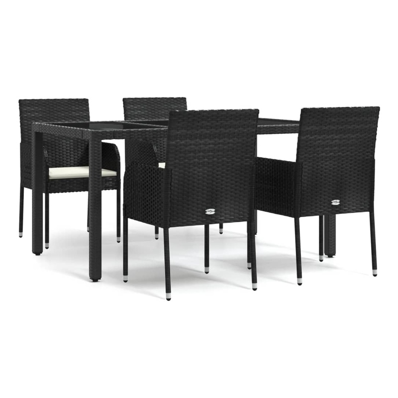 Afuera Living Contemporary Synthetic Poly Rattan Garden Dining Set in Black