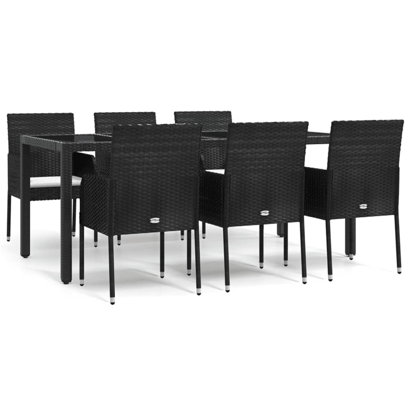 Afuera Living Contemporary Synthetic Poly Rattan Garden Dining Set in Black