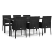 Afuera Living Contemporary Synthetic Poly Rattan Garden Dining Set in Black