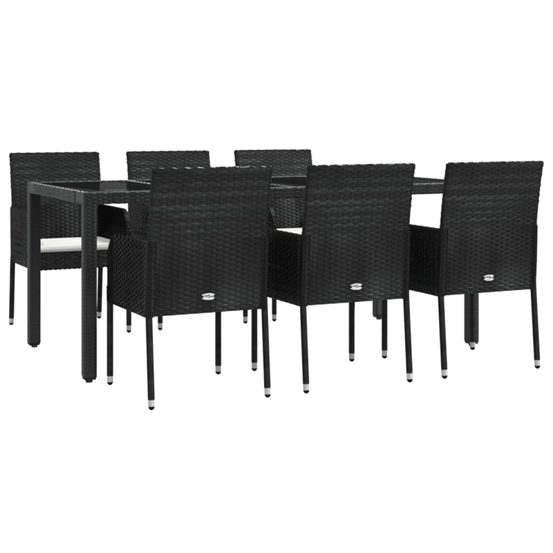 Afuera Living Contemporary Synthetic Poly Rattan Garden Dining Set in Black