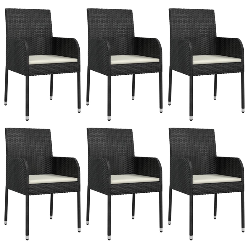 Afuera Living Contemporary Synthetic Poly Rattan Garden Dining Set in Black