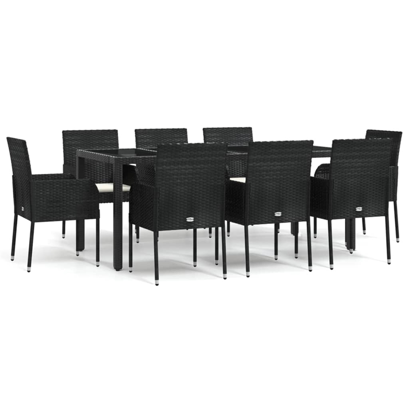 Afuera Living Contemporary Synthetic Poly Rattan Garden Dining Set in Black