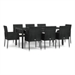 Afuera Living Contemporary Synthetic Poly Rattan Garden Dining Set in Black