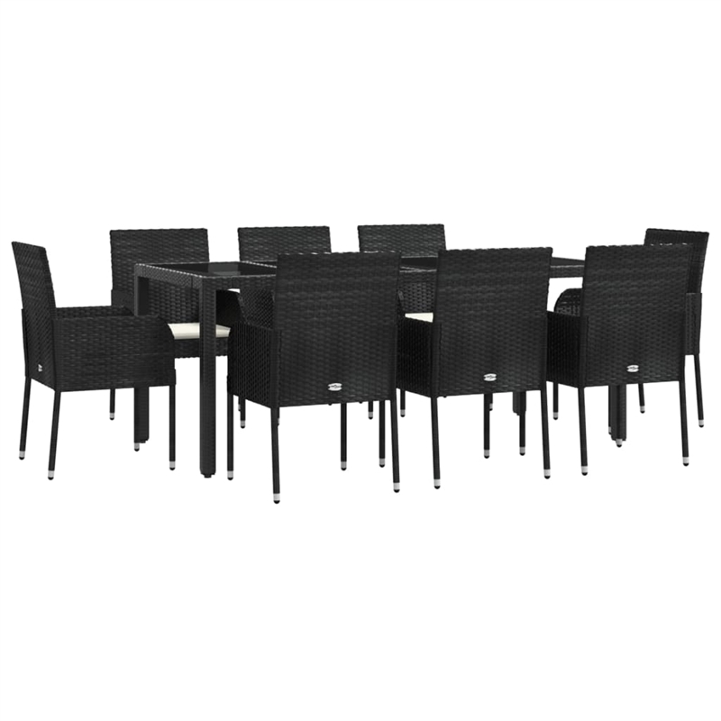 Afuera Living Contemporary Synthetic Poly Rattan Garden Dining Set in Black