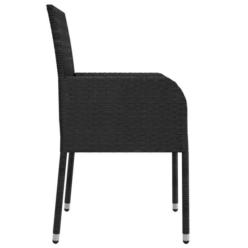 Afuera Living Contemporary Synthetic Poly Rattan Garden Dining Set in Black