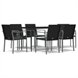 Afuera Living Contemporary Synthetic Poly Rattan Garden Dining Set in Black