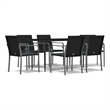 Afuera Living Contemporary Synthetic Poly Rattan Garden Dining Set in Black